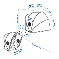 Ilustración de medidas - ELDFLUGA tienda para cama