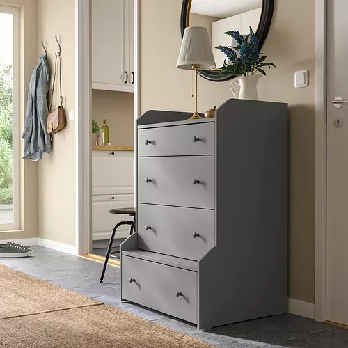 IKEA Puerto Rico - HAUGA chest, veertical, 4-drawer, gray, 27 1/2