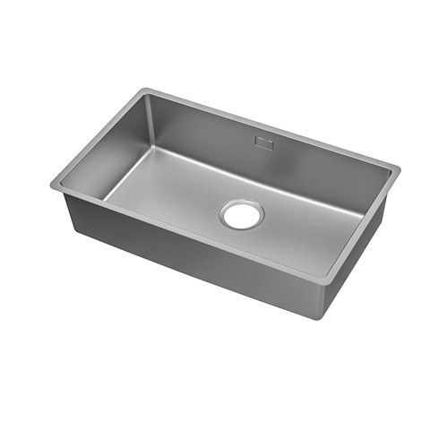 Fregadero de acero inoxidable VRESJÖN: diseño elegante, rectangular y moderno con esquinas lisas, resistente al calor y a las manchas.