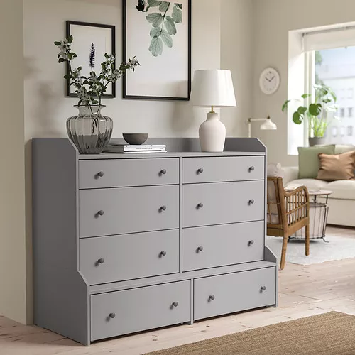 IKEA Puerto Rico - HAUGA dresser, horizontal, 8-drawer, gray, 54 3