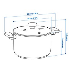 Measurement Illustration - MIDDAGSMAT pot with lid