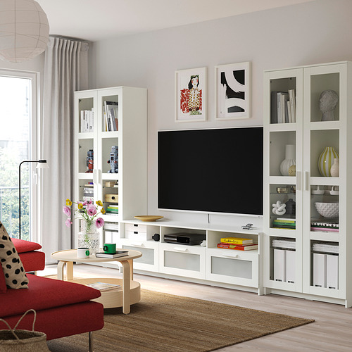 BRIMNES, TV storage combination/glass doors. 2 of 7 open dialog