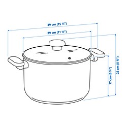 Measurement Illustration - MIDDAGSMAT pot with lid