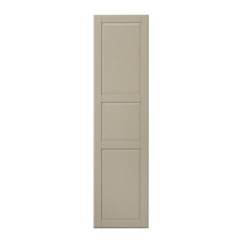 Una puerta de armario TYSSEDAL en gris-beige con un diseño de panel clásico. La forma rectangular, los bordes redondeados y un acabado pintado duradero.