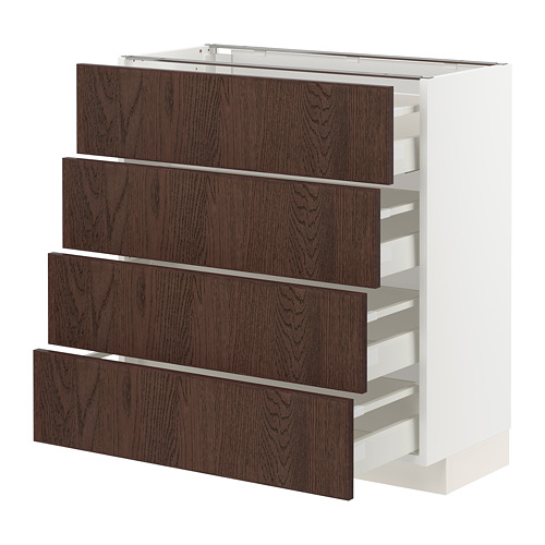 Mueble de cocina METOD con cuatro cajones de madera sinarp marrón oscuro.