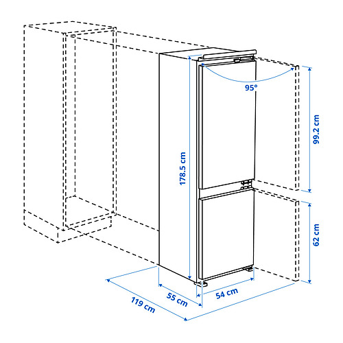 Ilustración con medidas del producto: ÖVERNÄS.