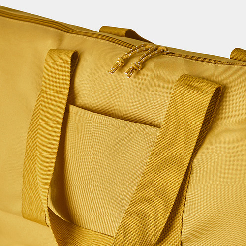 Bolsa de picnic dorada duradera con asa resistente. Compartimento superior para organizar, lateral aislado para mantener los alimentos fríos.