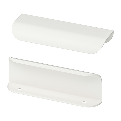 Dos modernos mangos BILLSBRO blancos, elegantes y minimalistas, fabricados en aluminio con recubrimiento en polvo. Perfecto para armarios de cocina contemporáneos.