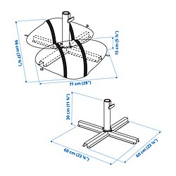 Measurement Illustration - IGGÖN umbrella base with sandbags
