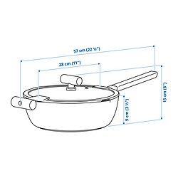 Ilustración de medidas - KLIPPFISK sartén de saltear con tapa