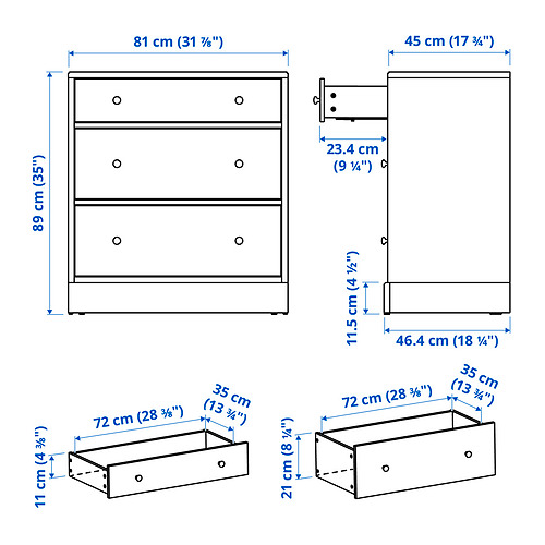 HAVSTA, 3-drawer chest. 8 of 8 open dialog