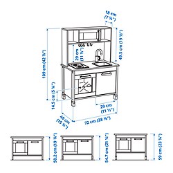 Ilustración de medidas - DUKTIG cocina de juego