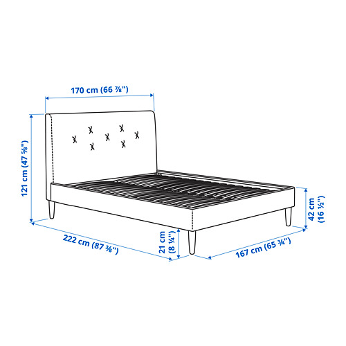 Ilustración con medidas del producto: IDANÄS.