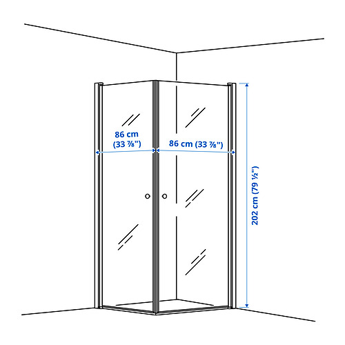OPPEJEN, shower enclosure with 2 doors. 4 of 4 open dialog