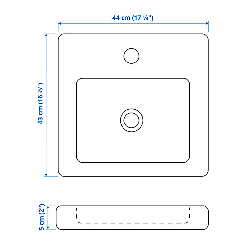 Ilustración con medidas del producto: TVÄLLEN.