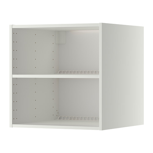 Un mueble de cocina METOD blanco de dos niveles con estantes ajustables y orificios de ventilación.