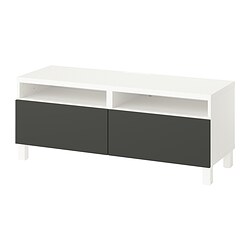 BESTÅ, TV bench with drawers, White / Lappviken dark gray