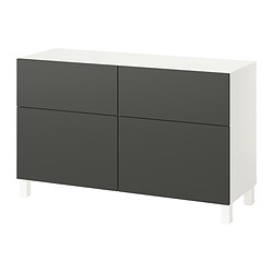 BESTÅ, comb almacenamiento+puertas/cajones, Blanco / Lappviken gris oscuro