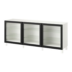 BESTÅ, display cabinet with doors, White / Fällsvik anthracite