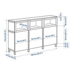 Measurement Illustration - BESTÅ dispay cabinet whit doors