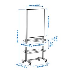 Measurement Illustration - MITTZON Frame with castors