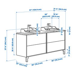 Ilustración de medidas - TÄNNFORSEN/RUTSJÖN tocador de baño/lavamanos