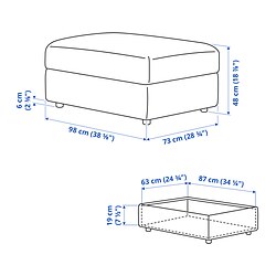 Measurement Illustration - FINNALA ottoman with storage