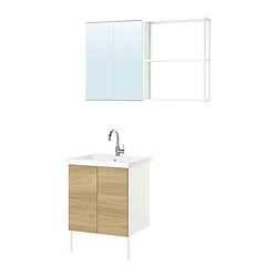 ENHET, bathroom, White / oak effect