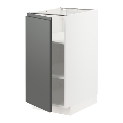 Mueble de cocina moderno, METOD, blanco y gris oscuro, diseño elegante, estantes ajustables.