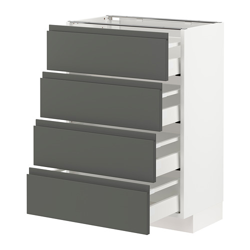 Mueble de cocina METOD con 4 cajones grises, elegante y moderno.