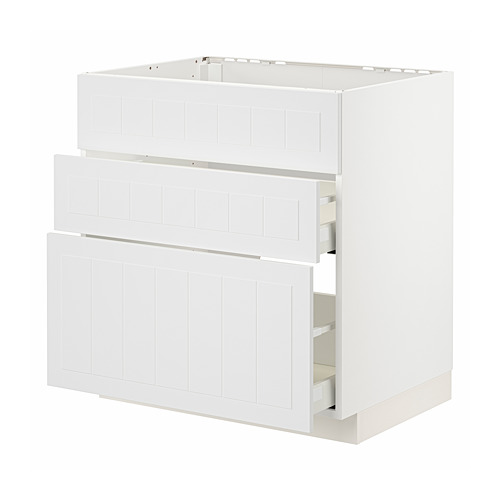 Un mueble de cocina METOD en color blanco. Incluye múltiples cajones y puertas, perfectos para el almacenamiento.