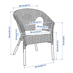 Measurement Illustration - AGEN chair with cushion