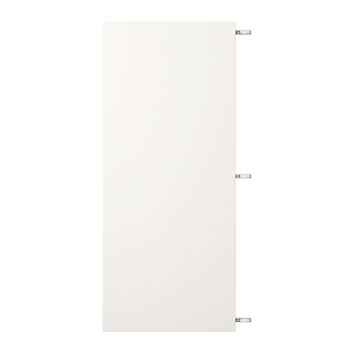 Puerta de armario VEDDINGE blanca con tres bisagras. Diseño elegante y moderno de tableros de fibra.
