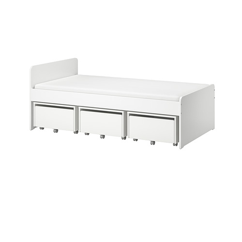 SLÄKT, bed con 3 storage boxes. 1 of 5 open dialog