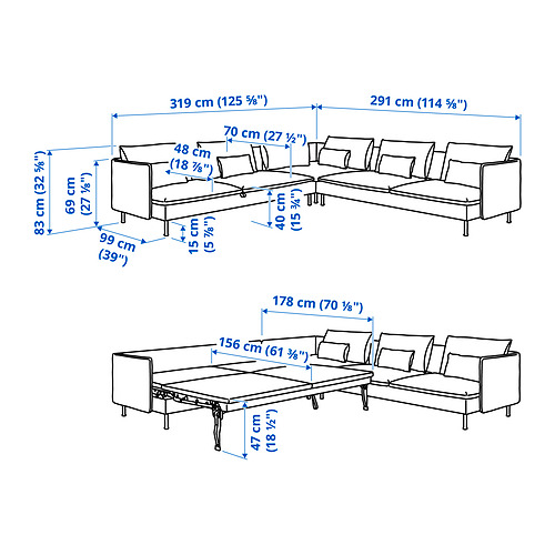 SÖDERHAMN, sofá cama esquinero, 6 plazas. 7 de 7 abrir diálogo
