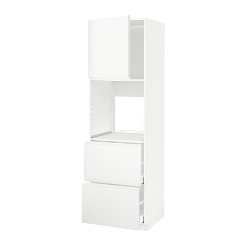 Mueble de cocina METOD blanco con estantes, cajones, cierre suave y estantes ajustables.