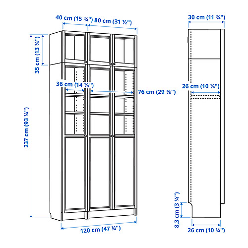 BILLY / OXBERG, display cabinet 5 of 5 open dialog