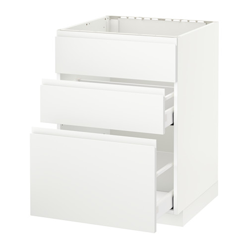 Mueble de cocina METOD blanco con tres cajones. Diseño moderno, superficies lisas.