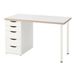 LAGKAPTEN/ALEX, desk, White / anthracite