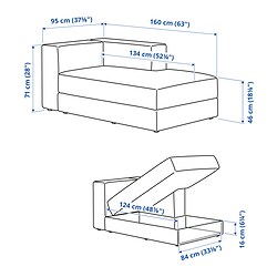 Measurement Illustration - JÄTTEBO chaise module, right