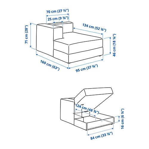 JÄTTEBO, módulo chaise longue, izquierda. 11 de 11 open dialog