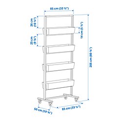 Ilustración de medidas - MITTZON armazón con ruedas y recipiente