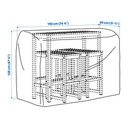 Ilustración de medidas - TOSTERÖ funda muebles exterior