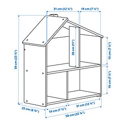 Measurement Illustration - FLISAT doll house/wall shelf