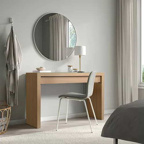 malm dressing table brown IKEA fitted dressing table hack  , Heres everything youll need: , 3 x  BESTA top panel 180x42 brown/walnut , 2 x EKET cabinet w 2 drw 35x35x35  brown walnut effect , 2 x EKET cabinet w 2 drw
