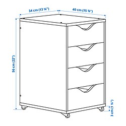 Measurement Illustration - FRIIDROTT 4-drawer filing cabinet with wheels