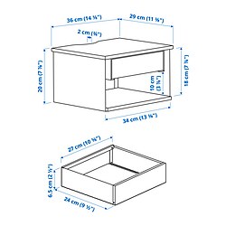 Ilustración de medidas - STOMSÖ mesa de noche de pared