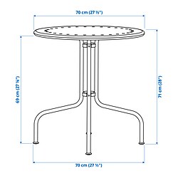 Measurement Illustration - LÄCKÖ table and 2 chairs, outdoor