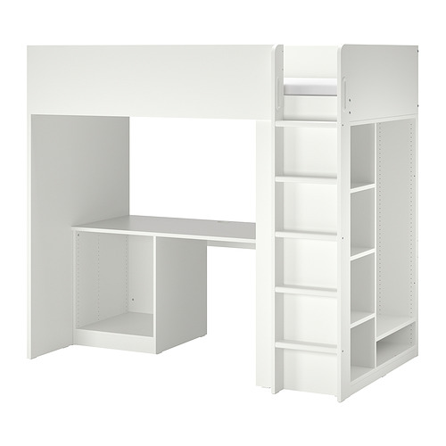 SMÅSTAD, loft bed frame, desk and storage 1 of 2 open dialog