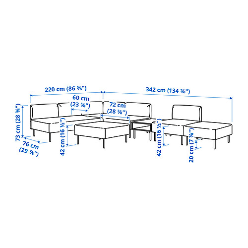 LILLEHEM, 6 seat module corner sofa with side table. 7 of 8 open dialog
